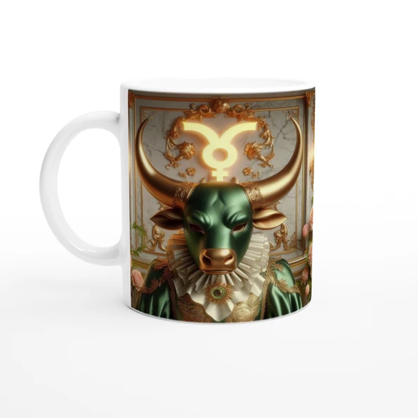 Boğa Burcu Baskılı Kahve Kupası - Zodyak Maskeli Balo Vs4 ürün görseli 1