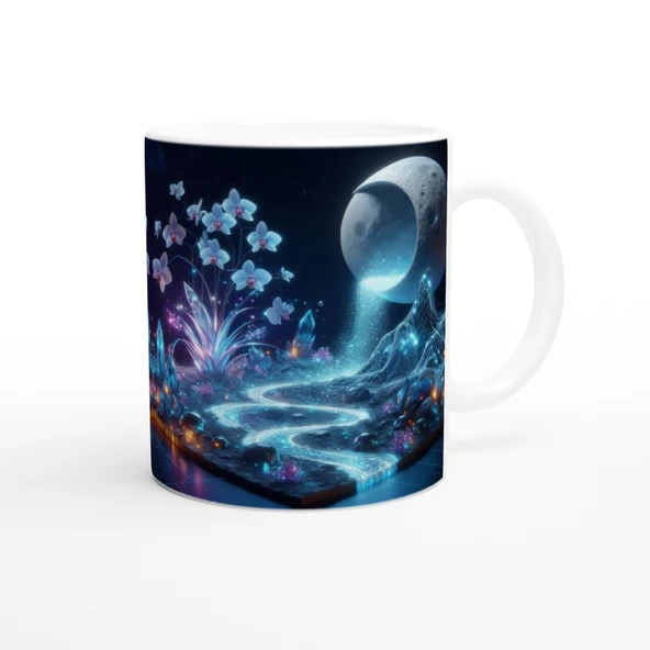 Kova Burcu Baskılı Kahve Kupası - Ay ışığında Zodyak Bahçesi Vs2 - Resim 3