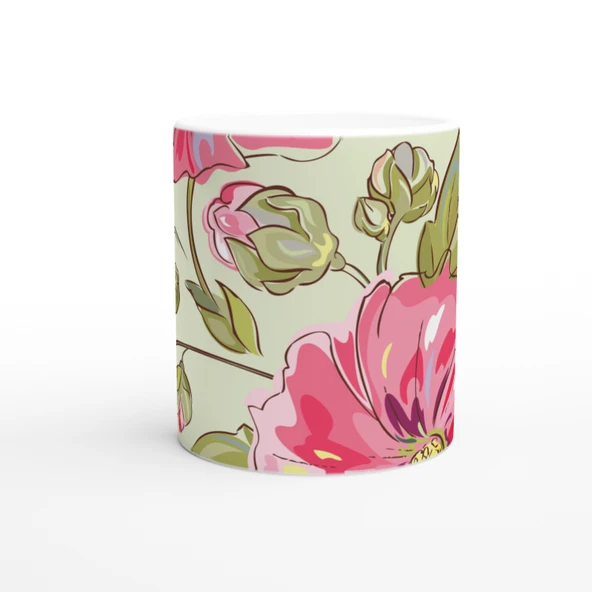 Pembe Fırça Çiçekleri Kupa Bardak - Resim 2