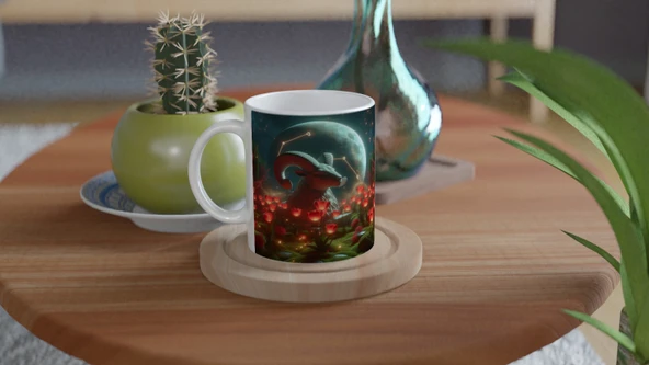 Koç Burcu Baskılı Kahve Kupası - Ay ışığında Zodyak Bahçesi Vs2 - Resim 4