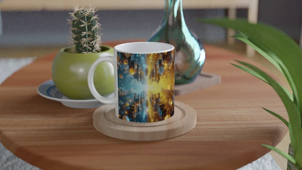 İkizler Burcu Baskılı Kahve Kupası - Büyülü Kristal Mağarası Temalı Vs1 - Resim 4