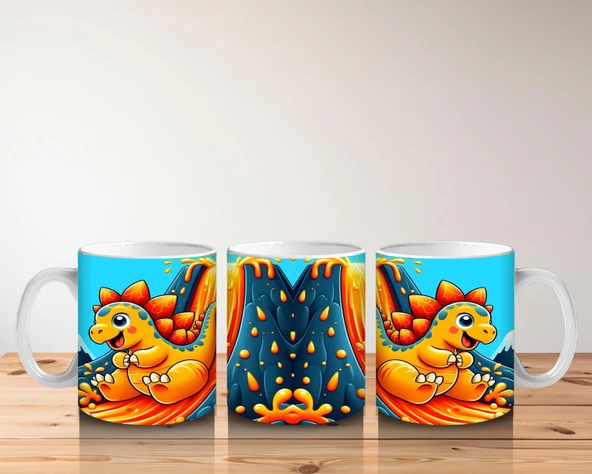 Çocuklara Sütü Sevdiren Dinozor Kaydırak Keyfi Kupa Bardak - 5