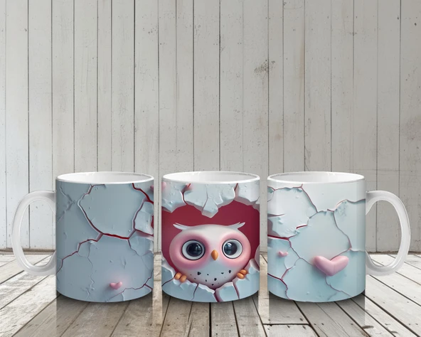 Çocuklara Sütü Sevdiren Duvarı Delip Bakan Meraklı Baykuş Kupa Bardak - 6