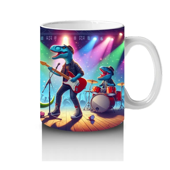 Çocuklara Sütü Sevdiren Müzik Grubu Dinozorlar Desenli Kupa Bardak - Resim 4