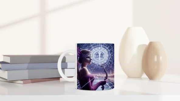 Yay Burcu Baskılı Kahve Kupası - Zodyak Maskeli Balo Vs4 - Resim 6