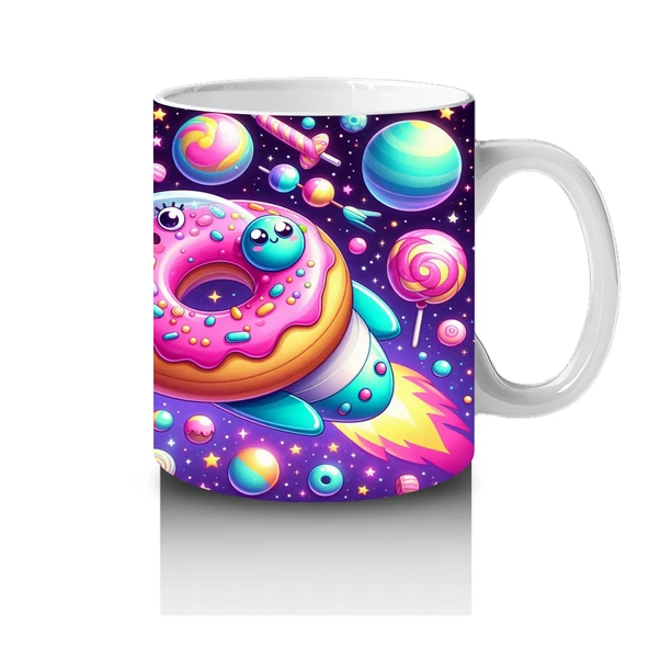 Çocuklara Sütü Sevdiren Kozmik Donut Gezegenleri Kupa Bardak - Resim 4