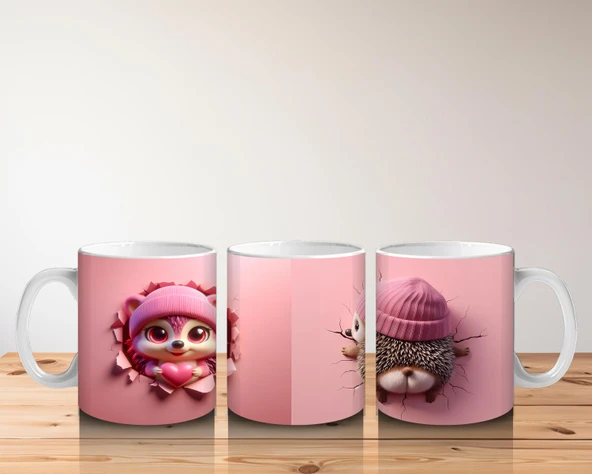 Çocuklara Sütü Sevdiren Neşeli Şapkalı Sincap Kupa Bardak - Resim 5