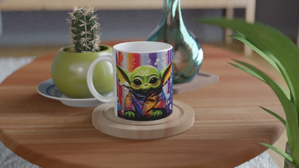 Renkli Ceketli Sevimli Yaratık Baskılı Kupa Bardak - Resim 4