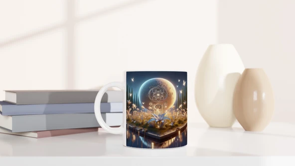 Başak Burcu Baskılı Kahve Kupası - Ay ışığında Zodyak Bahçesi Vs2 - Resim 6