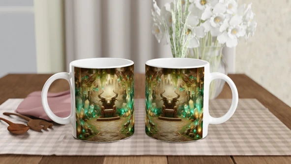 Boğa Burcu Baskılı Kahve Kupası - Büyülü Kristal Mağarası Temalı Vs2 - Resim 5