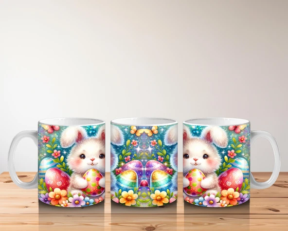 Çocuklara Sütü Sevdiren Bahar Tavşanı Kupa Bardak - Resim 5