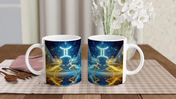 İkizler Burcu Baskılı Kahve Kupası - Zodyak Maskeli Balo Vs4 - Resim 5