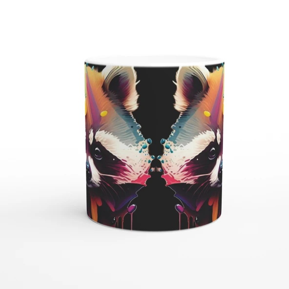 Renk Patlamalı Rakun Baskılı Kupa Bardak - 2