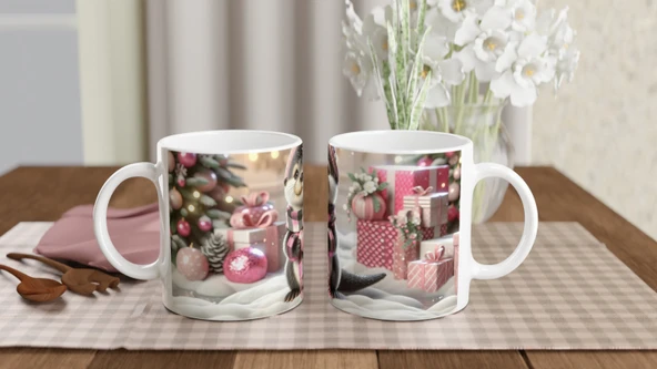 Kalpli Kışlık Şapkalı Su Samuru Temalı Baskılı Kupa Bardak - Resim 5