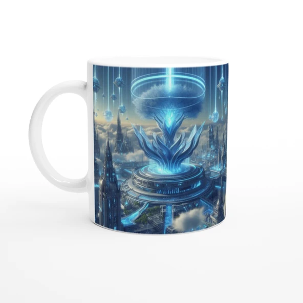 Kova Burcu Baskılı Kahve Kupası - Elementsel Doğa Krallığı Temalı Vs4