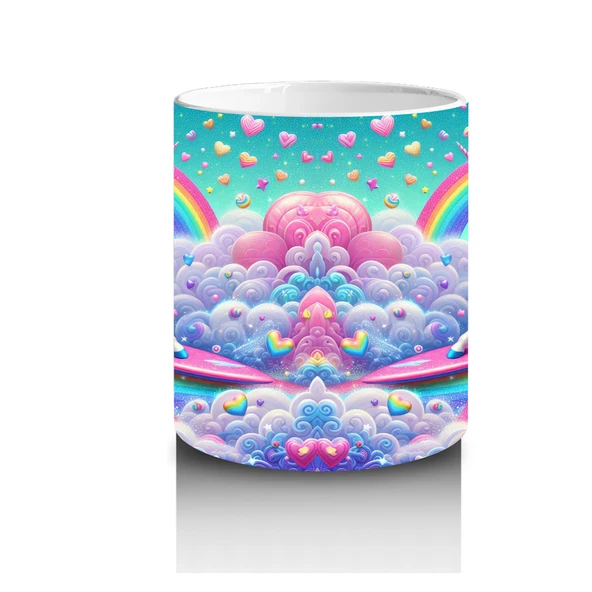 Çocuklara Sütü Sevdiren Bulutlar Arasında Dans Eden Unicornlar Kupa Bardak - 3