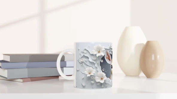 Çatlak Duvardan Bakan Sevimli Geyik Temalı Baskılı Kupa Bardak - Resim 6