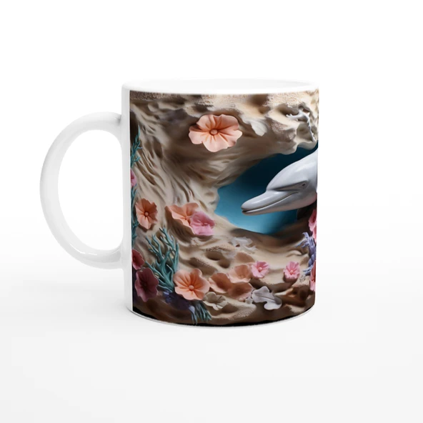 Mercan Bahçesindeki Neşeli Yunus Kupa Bardak - 2