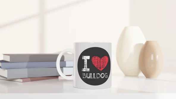 I Love Bulldog Temalı Baskılı Kupa Bardak - Resim 6