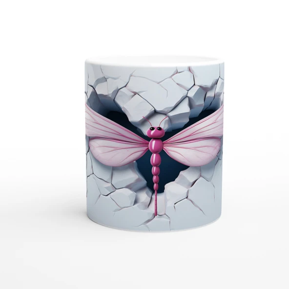 Pembe Ejderha Sineği Kırık Duvar Temalı Baskılı Kupa Bardak ürün görseli 1