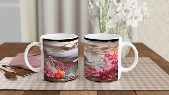 Neon Mercanlar ve Sevimli Yunus Temalı Su Altı Kupa Bardak - Resim 5