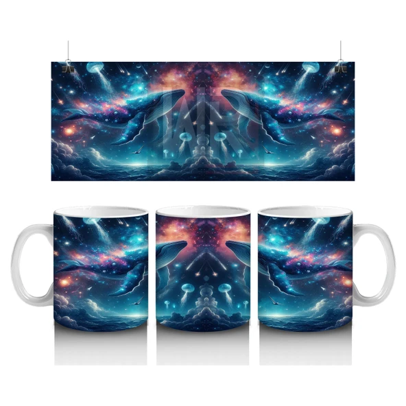 Çocuklara Sütü Sevdiren Galaktik Balina Dansı Kupa Bardak