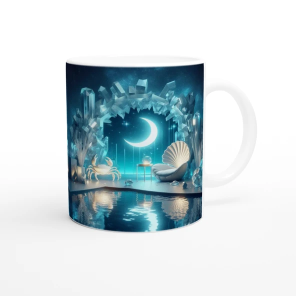 Yengeç Burcu Baskılı Kahve Kupası - Büyülü Kristal Mağarası Temalı Vs1 - Resim 3