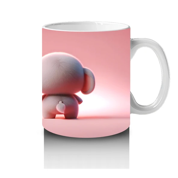 Çocuklara Sütü Sevdiren Kalp Tutan Minik Fil Kupa Bardak - Resim 4