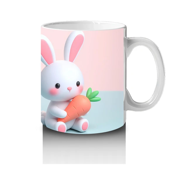 Çocuklara Sütü Sevdiren Havuçlu Tavşan Kupa Bardak - 4