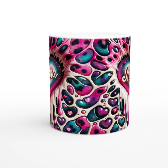 Mama Yazılı Neon Kalpli Anneler Günü Kupa Bardak - Resim 2