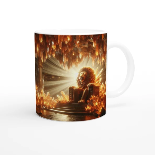 Aslan Burcu Baskılı Kahve Kupası - Büyülü Kristal Mağarası Temalı Vs1 - Resim 3