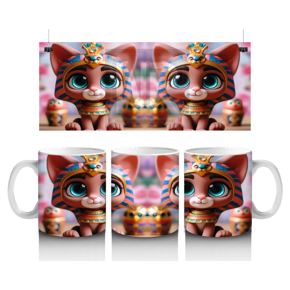 Çocuklara Sütü Sevdiren Mısır Prenses Kedisi Kupa Bardak