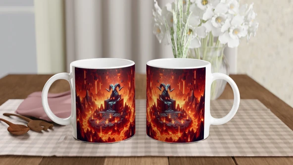 Koç Burcu Baskılı Kahve Kupası - Elementsel Doğa Krallığı Temalı Vs4 - Resim 5