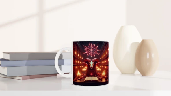 Koç Burcu Baskılı Kahve Kupası - Zodyak Kütüpanesi Vs3 - Resim 6