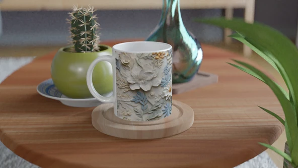 Pastel Bahar Dokunuşlu Çiçekli Kupa Bardak - 4