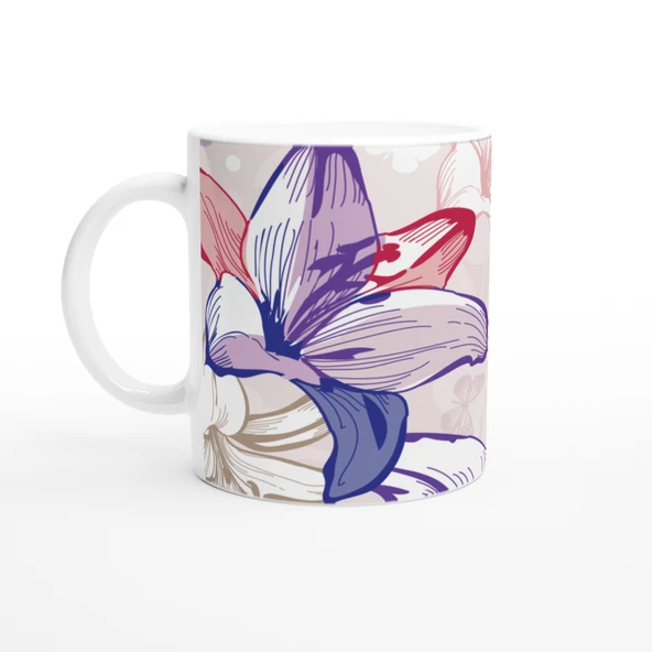 Pembe Lale Çizimli Kupa Bardak