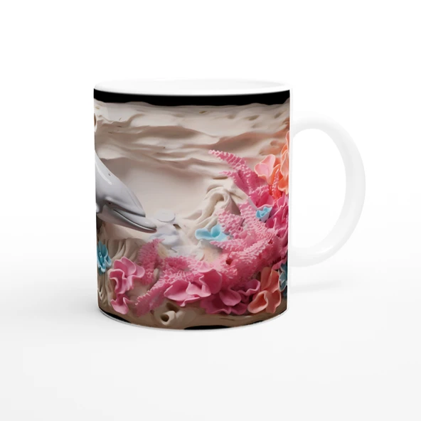 Neon Mercanlar ve Sevimli Yunus Temalı Su Altı Kupa Bardak - Resim 3