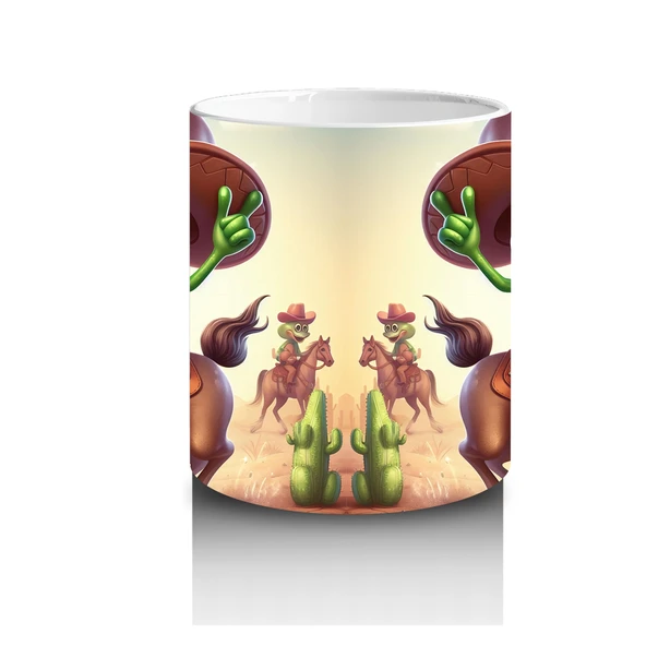 Çocuklara Sütü Sevdiren Atlı Kovboy Kurbağa Kupa Bardak - 3