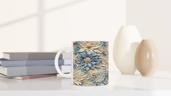 Pastel Mavinin Bahar Dokunuşu Kupa Bardak - 6