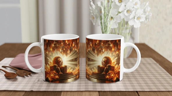 Aslan Burcu Baskılı Kahve Kupası - Büyülü Kristal Mağarası Temalı Vs1 - Resim 5