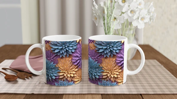 Pastel Çiçek Bahçesi Kupa Bardak - Resim 5