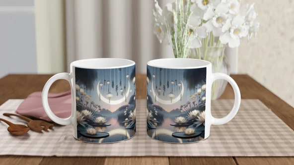 Yengeç Burcu Baskılı Kahve Kupası - Ay ışığında Zodyak Bahçesi Vs2 - Resim 5