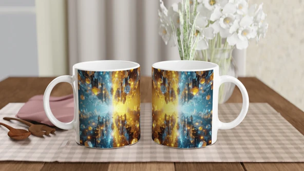 İkizler Burcu Baskılı Kahve Kupası - Büyülü Kristal Mağarası Temalı Vs1 - Resim 5