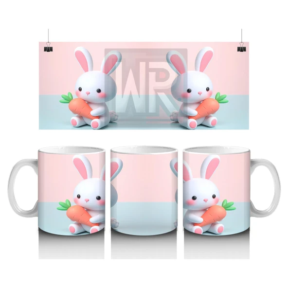 Çocuklara Sütü Sevdiren Havuçlu Tavşan Kupa Bardak