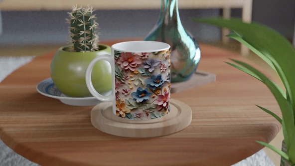 Pastel Bahar Rüyası Çiçekli Kupa Bardak - Resim 4