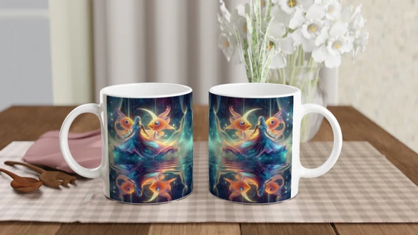 Balık Burcu Baskılı Kahve Kupası - Zodyak Maskeli Balo Vs4 - Resim 5