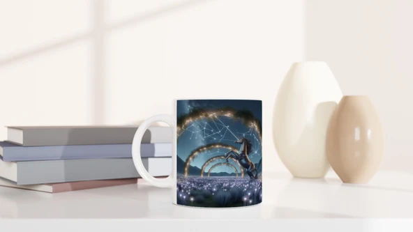 Yay Burcu Baskılı Kahve Kupası - Ay ışığında Zodyak Bahçesi Vs2 - Resim 6