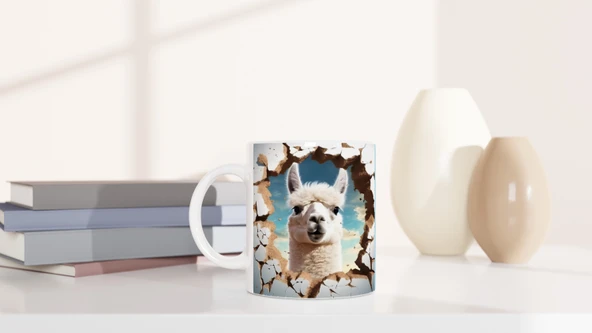 Gökyüzü Temalı Lama Baskılı Kupa Bardak - 6