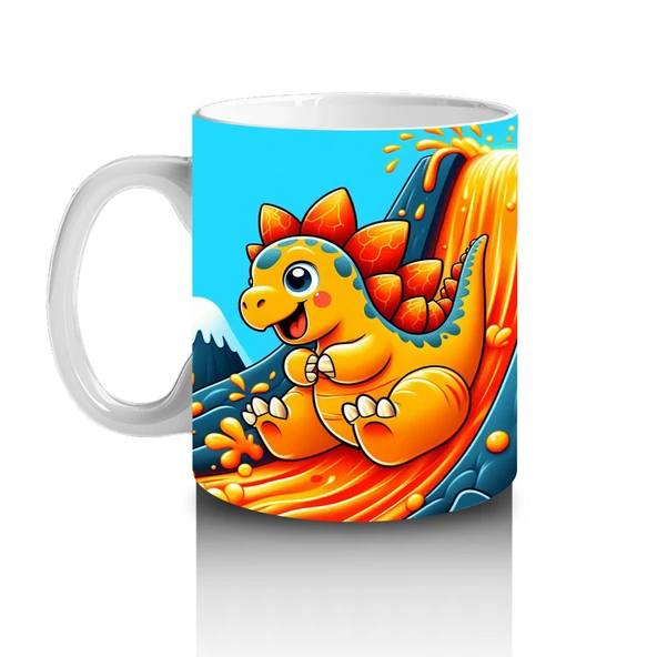 Çocuklara Sütü Sevdiren Dinozor Kaydırak Keyfi Kupa Bardak - 2