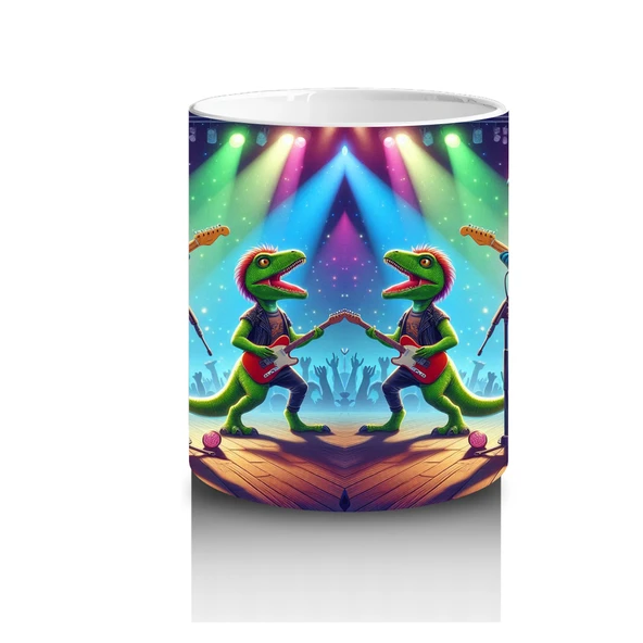 Çocuklara Sütü Sevdiren Müzik Grubu Dinozorlar Desenli Kupa Bardak - Resim 3